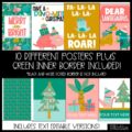 Christmas Dinosaur Theme Classroom Posters - Editable!