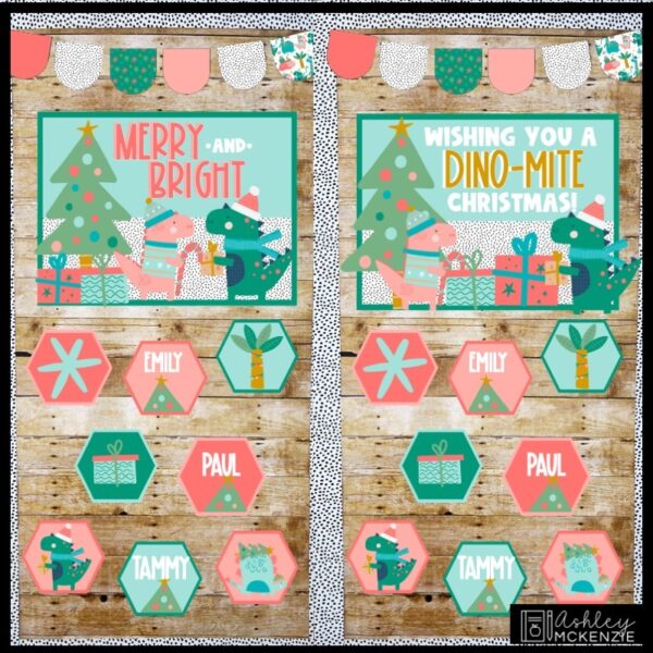 Christmas Dinosaur Theme Classroom Door Decor Kit Christmas Dinosaur Theme Classroom Door Decor Kit