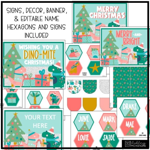 Christmas Dinosaur Theme Classroom Door Decor Kit Christmas Dinosaur Theme Classroom Door Decor Kit