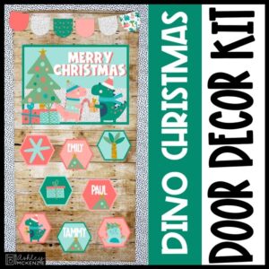 Christmas Dinosaur Theme Classroom Door Decor Kit