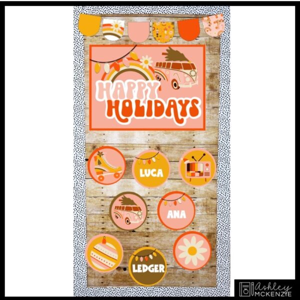 Christmas Retro Theme Classroom Door Decor Kit Christmas Retro Theme Classroom Door Decor Kit