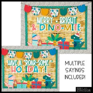 Christmas Dinosaur Theme Classroom Decor Bundle