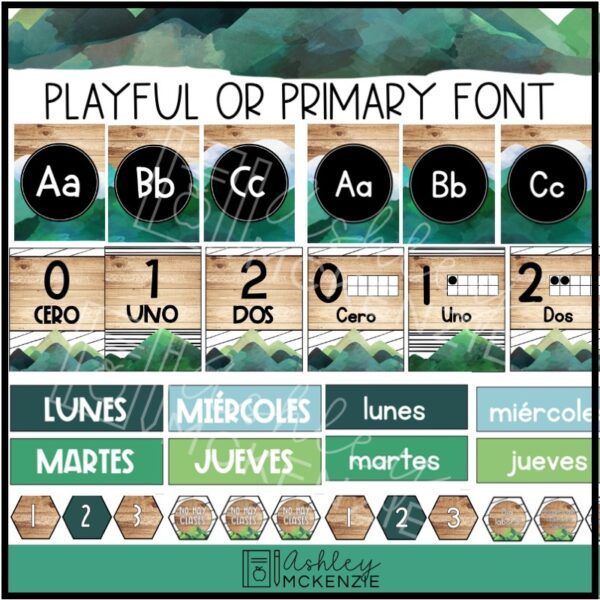 Spanish Scandi Mountains Classroom Decor Bundle Spanish Scandi Mountains Classroom Decor Bundle