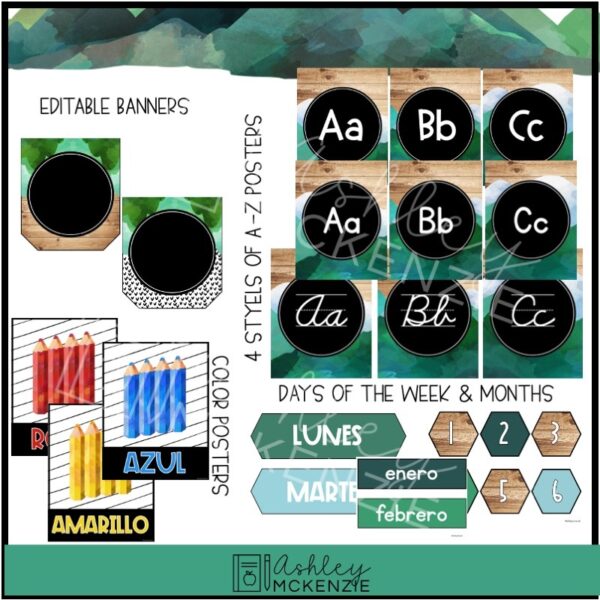 Spanish Scandi Mountains Classroom Decor Bundle Spanish Scandi Mountains Classroom Decor Bundle