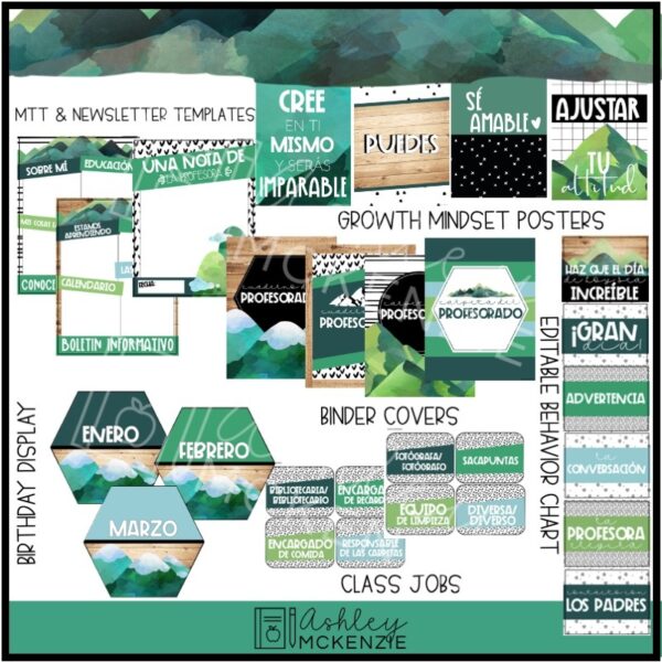 Spanish Scandi Mountains Classroom Decor Bundle Spanish Scandi Mountains Classroom Decor Bundle