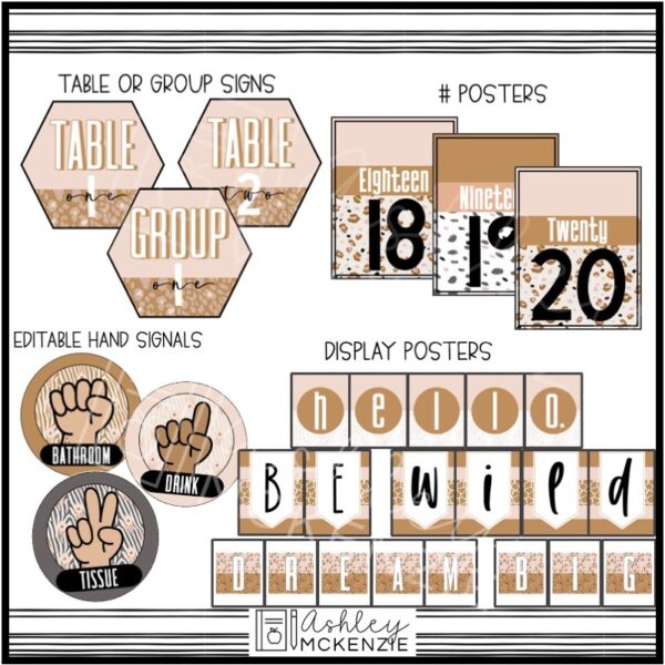 Boho Neutral Animal Print Classroom Decor Bundle Boho Neutral Animal Print Classroom Decor Bundle