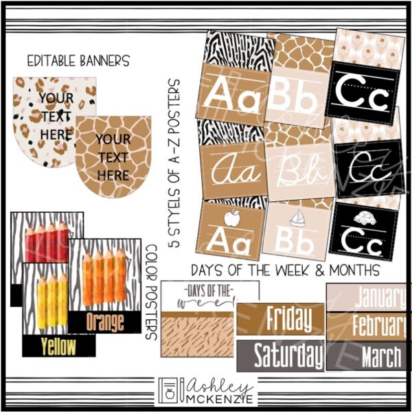 Boho Neutral Animal Print Classroom Decor Bundle Boho Neutral Animal Print Classroom Decor Bundle