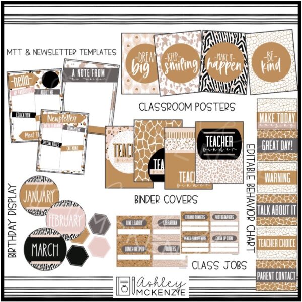 Boho Neutral Animal Print Classroom Decor Bundle Boho Neutral Animal Print Classroom Decor Bundle