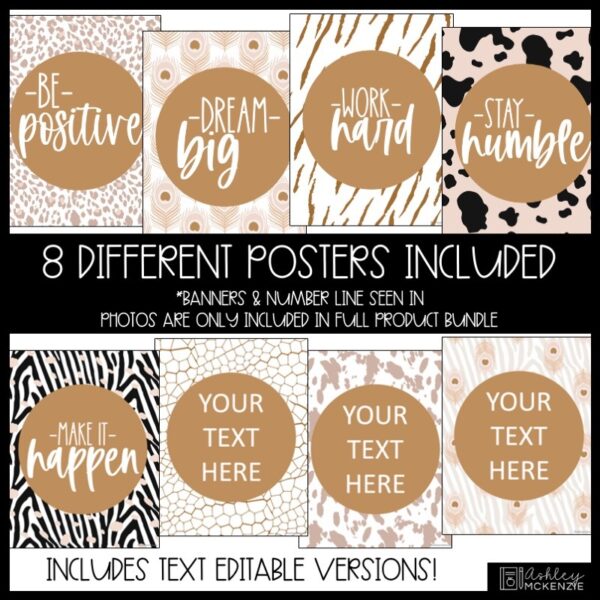 Boho Neutral Animal Print Classroom Decor | Classroom Posters - Editable! Boho Neutral Animal Print Classroom Decor | Classroom Posters - Editable!