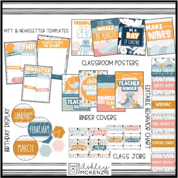 Boho Ocean Classroom Decor Bundle Boho Ocean Classroom Decor Bundle