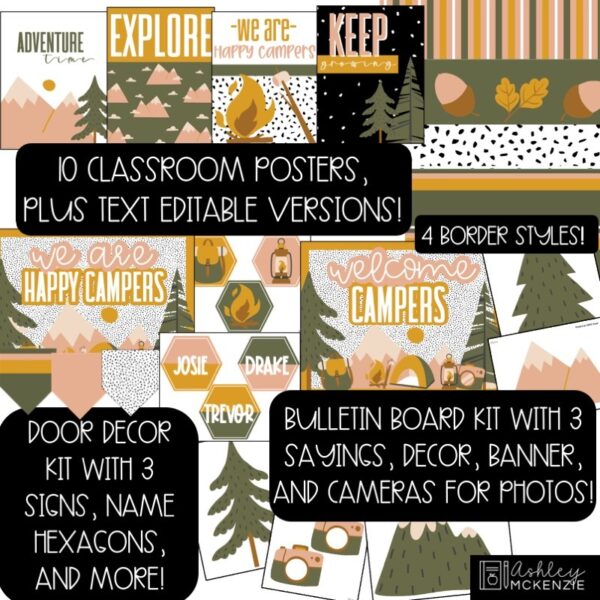 Camping Adventure Bulletin Board, Posters, A-Z Bulletin Board Letters, and Door Decor Mini Bundle Camping Adventure Bulletin Board, Posters, A-Z Bulletin Board Letters, and Door Decor Mini Bundle