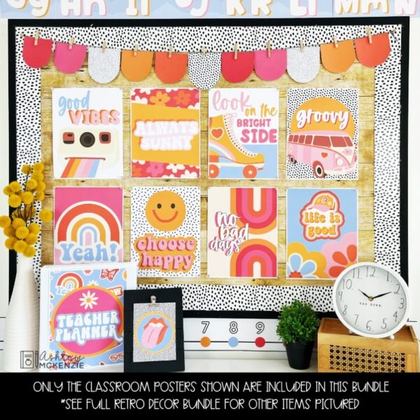 Retro Vibes Bulletin Board, Posters, A-Z Bulletin Board Letters, and Door Decor Mini Bundle Retro Vibes Bulletin Board, Posters, A-Z Bulletin Board Letters, and Door Decor Mini Bundle