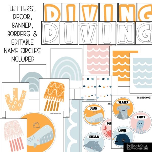 Boho Ocean Back to School and End of Year Bulletin Board Kit Boho Ocean Back to School and End of Year Bulletin Board Kit