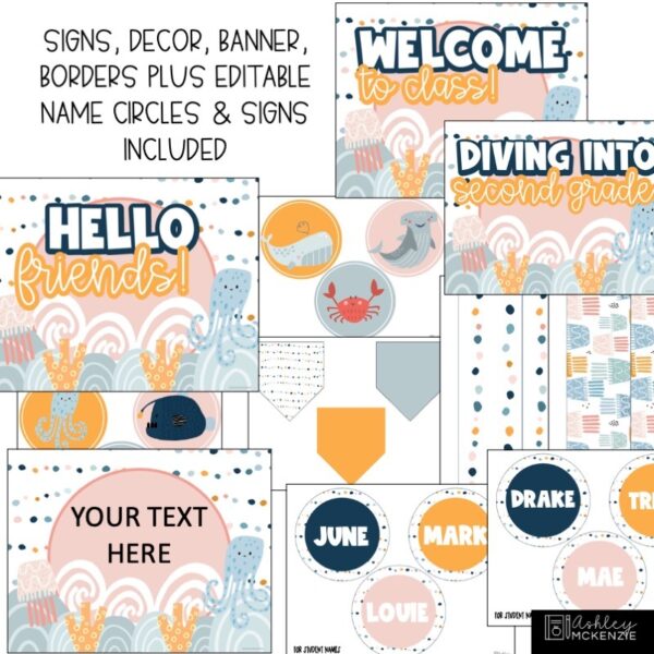 Boho Ocean Classroom Door Decor Kit Boho Ocean Classroom Door Decor Kit