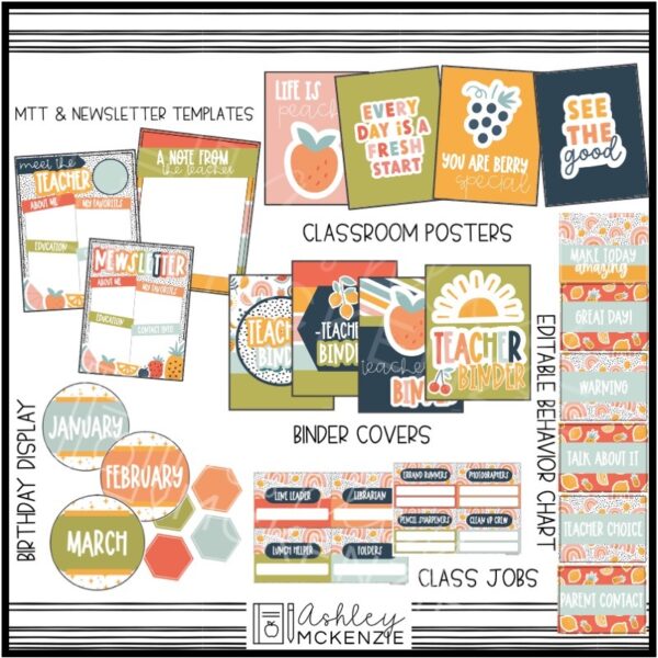 Modern Fruity Classroom Decor Bundle Modern Fruity Classroom Decor Bundle