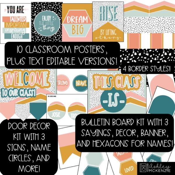 Calm Terrazzo Bulletin Board, Posters, A-Z Bulletin Board Letters, and Door Decor Mini Bundle Calm Terrazzo Bulletin Board, Posters, A-Z Bulletin Board Letters, and Door Decor Mini Bundle