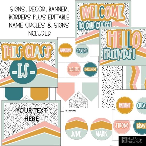 Calm Terrazzo Classroom Door Decor Kit Calm Terrazzo Classroom Door Decor Kit