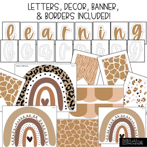 Boho Neutral Animal Print Back to School Bulletin Board Kit Boho Neutral Animal Print Back to School Bulletin Board Kit