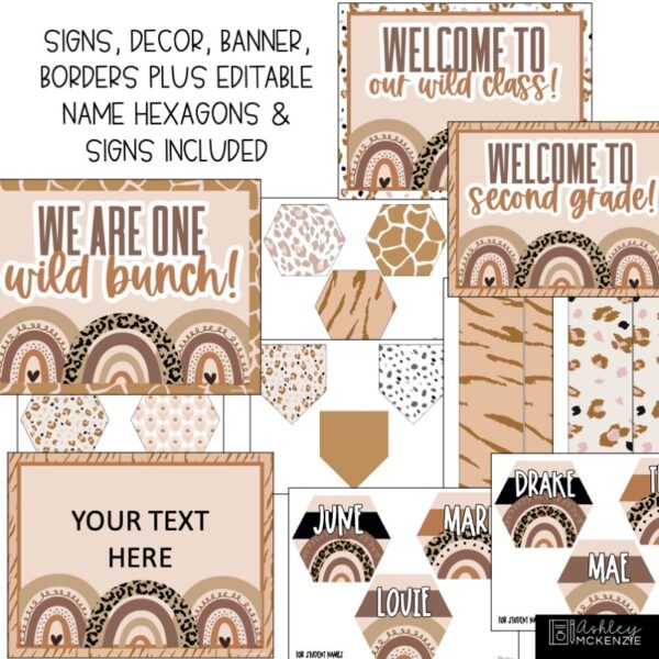 Boho Neutral Animal Print Classroom Door Decor Kit Boho Neutral Animal Print Classroom Door Decor Kit
