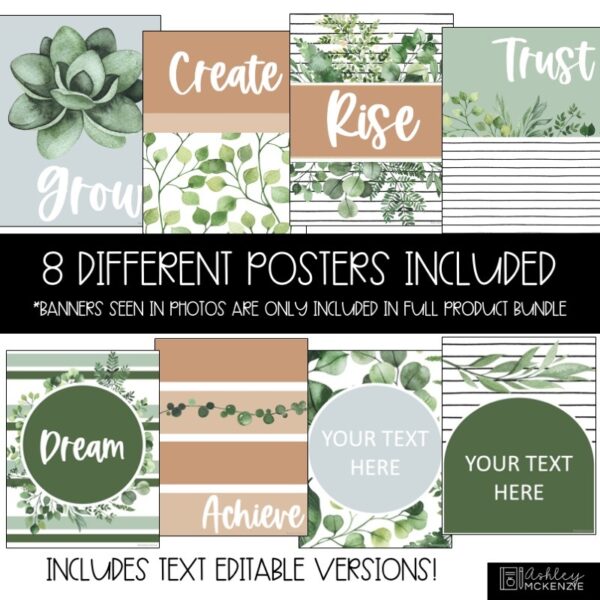 Modern Greenery Classroom Decor | Classroom Posters - Editable! Modern Greenery Classroom Decor | Classroom Posters - Editable!