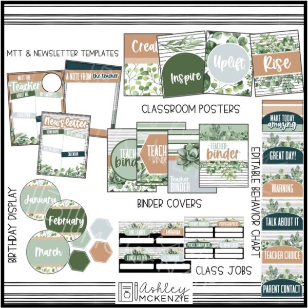 Modern Greenery Classroom Decor Bundle Modern Greenery Classroom Decor Bundle
