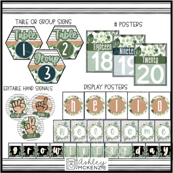 Modern Greenery Classroom Decor Bundle Modern Greenery Classroom Decor Bundle