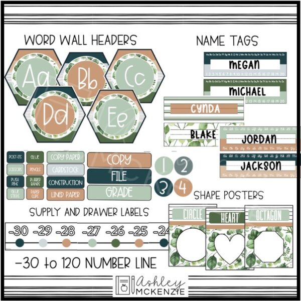 Modern Greenery Classroom Decor Bundle Modern Greenery Classroom Decor Bundle