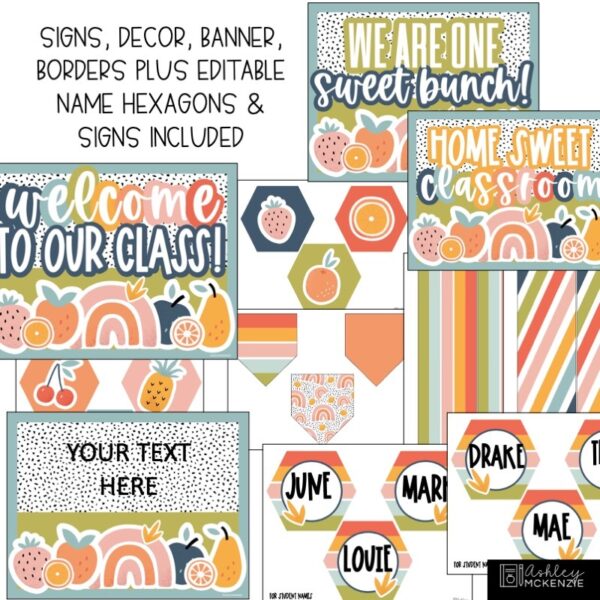 Modern Fruity Classroom Door Decor Kit Modern Fruity Classroom Door Decor Kit