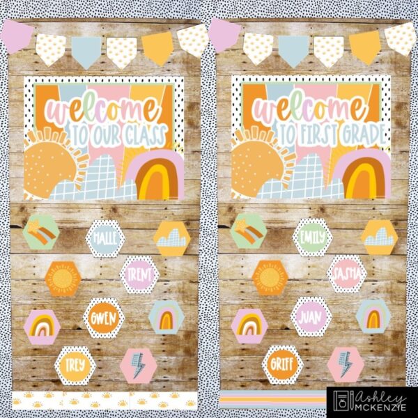 Hello Sunshine Bulletin Board, Posters, A-Z Bulletin Board Letters, and Door Decor Bundle Hello Sunshine Bulletin Board, Posters, A-Z Bulletin Board Letters, and Door Decor Bundle