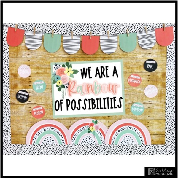 Boho Rainbow Flowers Classroom Decor Bundle Boho Rainbow Flowers Classroom Decor Bundle