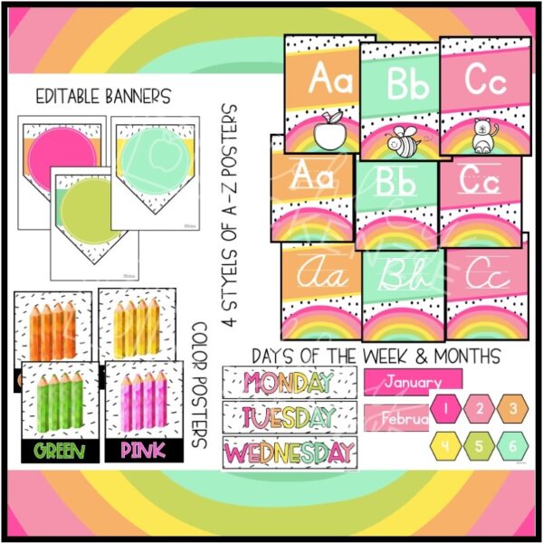 Rainbow Brights Classroom Decor Bundle Rainbow Brights Classroom Decor Bundle