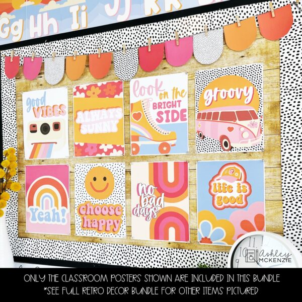 Retro Vibes Bulletin Board, Posters, A-Z Bulletin Board Letters, and Door Decor Mini Bundle Retro Vibes Bulletin Board, Posters, A-Z Bulletin Board Letters, and Door Decor Mini Bundle