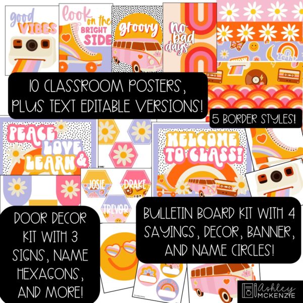 Retro Vibes Bulletin Board, Posters, A-Z Bulletin Board Letters, and Door Decor Mini Bundle Retro Vibes Bulletin Board, Posters, A-Z Bulletin Board Letters, and Door Decor Mini Bundle