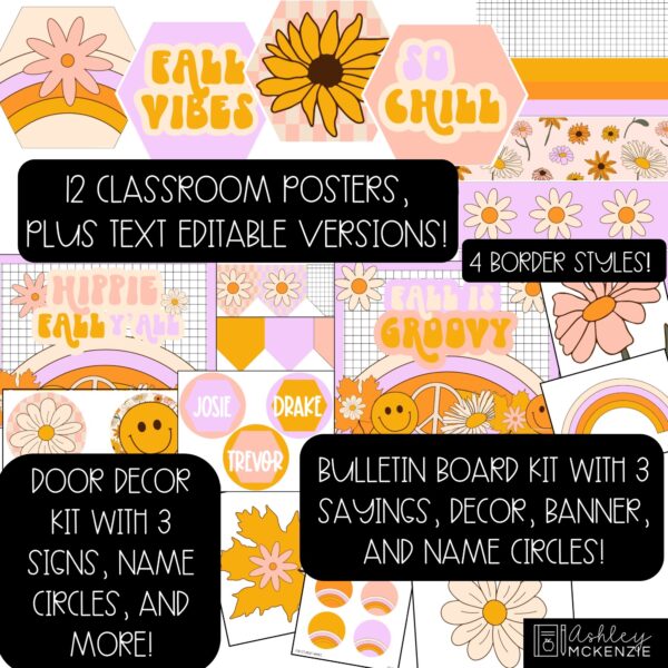 Retro Fall Bulletin Board, Posters, A-Z Bulletin Board Letters, and Door Decor Bundle Retro Fall Bulletin Board, Posters, A-Z Bulletin Board Letters, and Door Decor Bundle