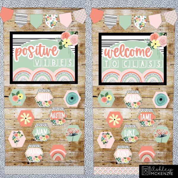 Boho Rainbow Flowers Classroom Decor Bundle Boho Rainbow Flowers Classroom Decor Bundle