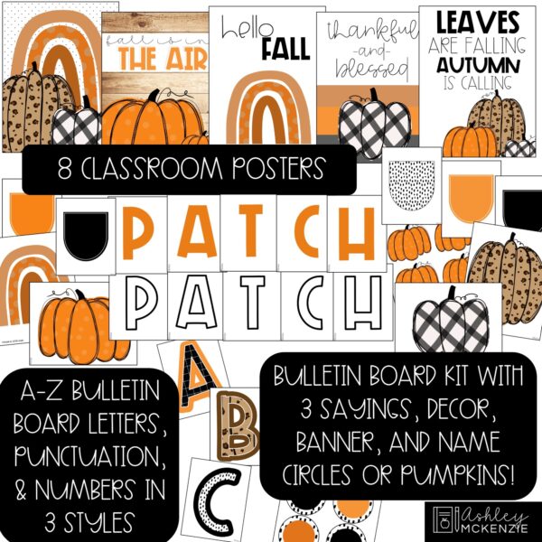 Fall Pumpkins Bulletin Board, Classroom Posters, and A-Z Bulletin Board Letters Bundle Fall Pumpkins Bulletin Board, Classroom Posters, and A-Z Bulletin Board Letters Bundle