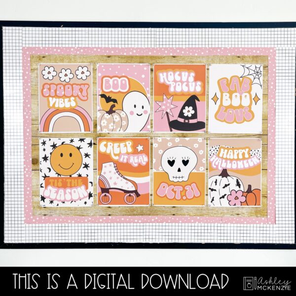 Retro Halloween Bulletin Board, Posters, A-Z Bulletin Board Letters, and Door Decor Bundle Retro Halloween Bulletin Board, Posters, A-Z Bulletin Board Letters, and Door Decor Bundle