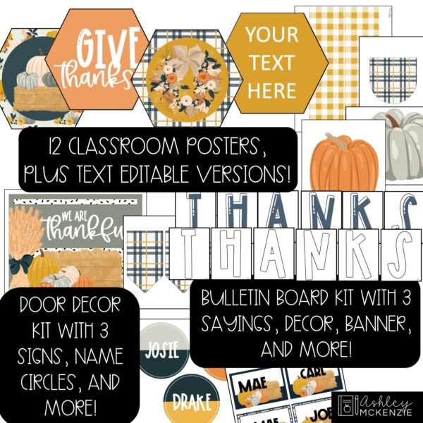 Thanksgiving Plaid Classroom Decor Bundle Thanksgiving Plaid Classroom Decor Bundle