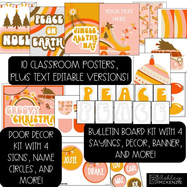 Christmas Retro Theme Classroom Decor Bundle Christmas Retro Theme Classroom Decor Bundle