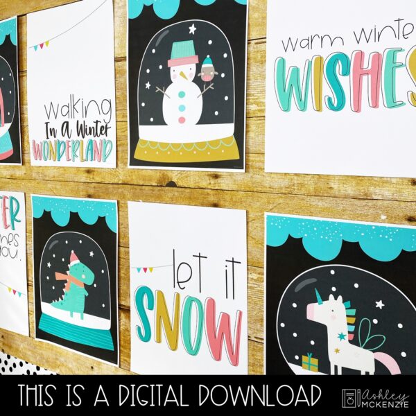 Winter Snow Globe Bulletin Board, Classroom Posters, and A-Z Bulletin Board Letters Bundle Winter Snow Globe Bulletin Board, Classroom Posters, and A-Z Bulletin Board Letters Bundle