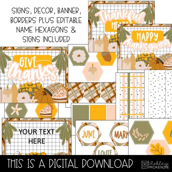 Modern Thanksgiving Classroom Door Decor Kit Modern Thanksgiving Classroom Door Decor Kit