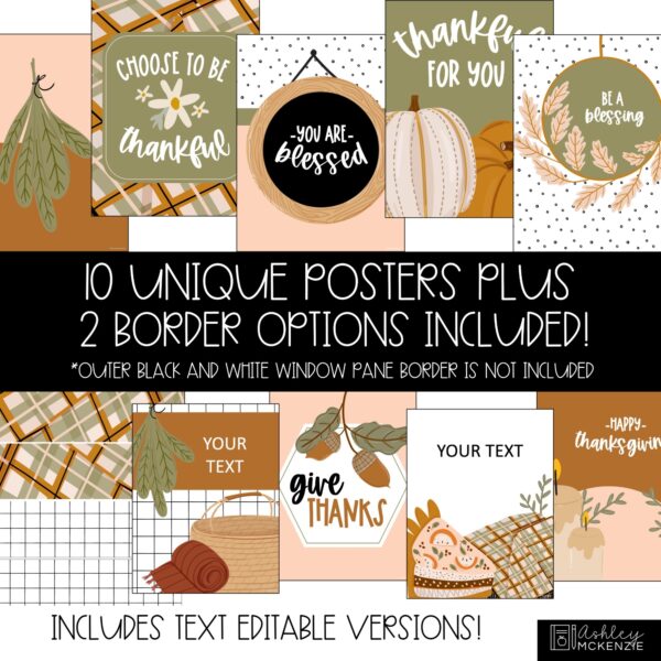 Modern Thanksgiving Classroom Posters - Editable! Modern Thanksgiving Classroom Posters - Editable!