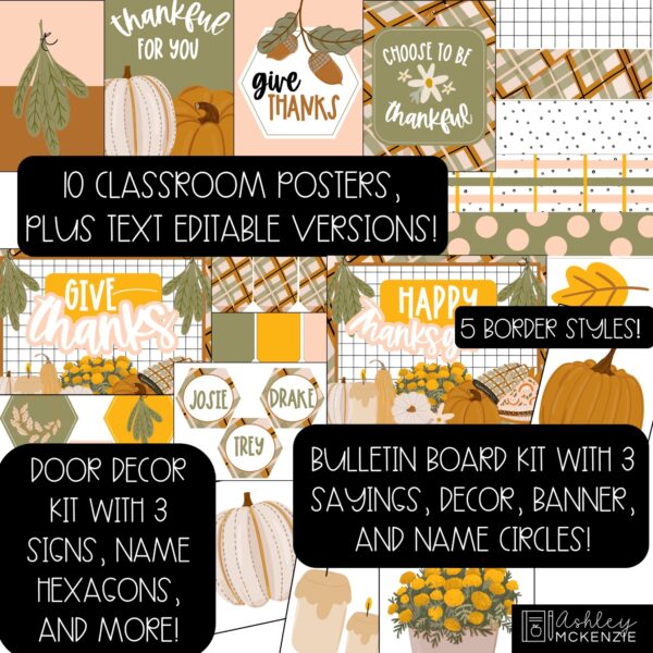 Modern Thanksgiving Classroom Decor Bundle Modern Thanksgiving Classroom Decor Bundle