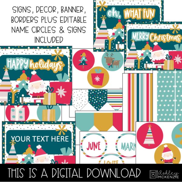 Festive Christmas Classroom Door Decor Kit Festive Christmas Classroom Door Decor Kit