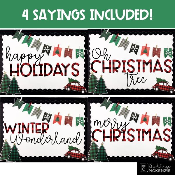 Christmas & Winter Buffalo Check Bulletin Board or Door Decor Christmas & Winter Buffalo Check Bulletin Board or Door Decor