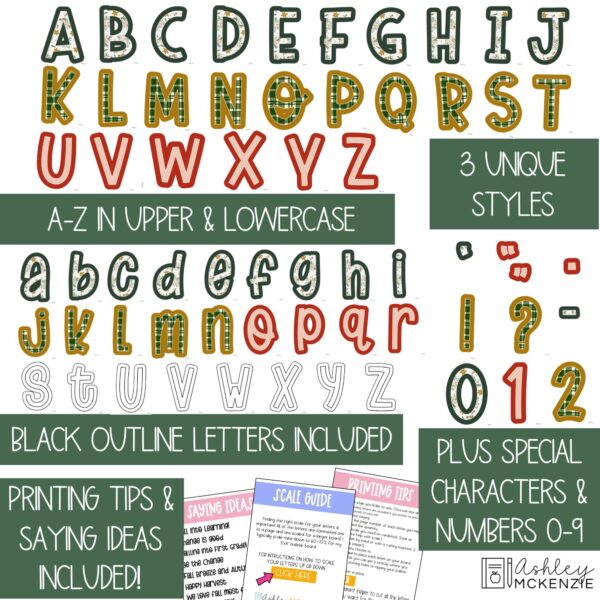 Modern Christmas A-Z Bulletin Board Letters, Punctuation, and Numbers Modern Christmas A-Z Bulletin Board Letters, Punctuation, and Numbers