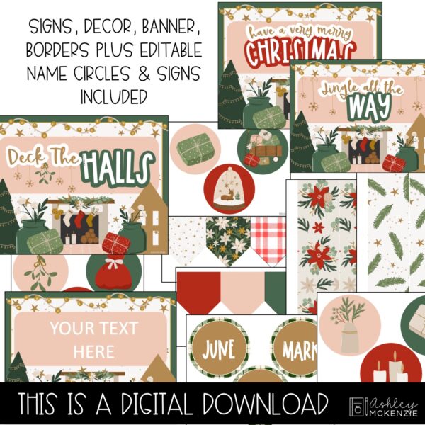 Modern Christmas Classroom Door Decor Kit Modern Christmas Classroom Door Decor Kit