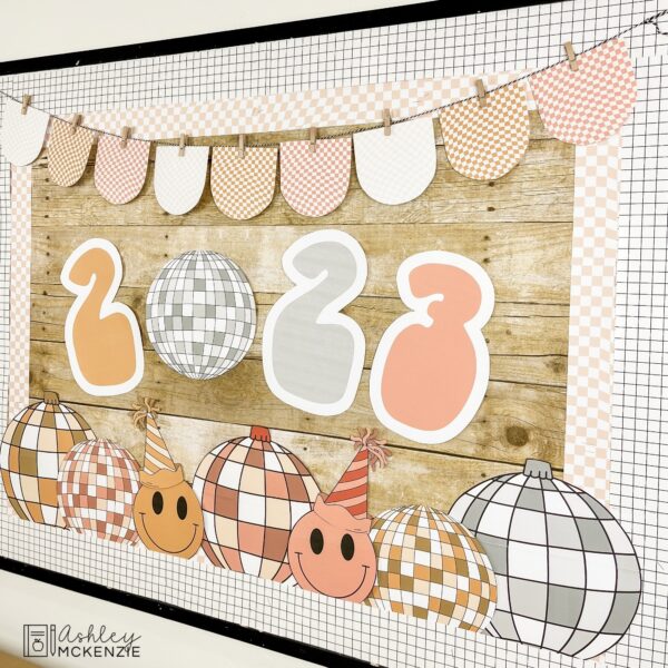 Retro New Year Bulletin Board Kit Retro New Year Bulletin Board Kit