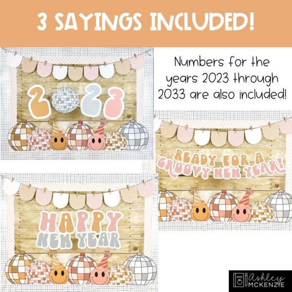 Retro New Year Bulletin Board Kit Retro New Year Bulletin Board Kit