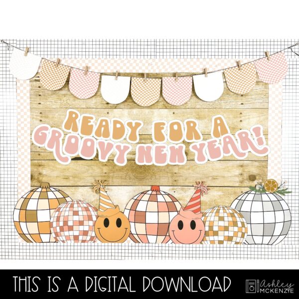 Retro New Year Bulletin Board Kit Retro New Year Bulletin Board Kit